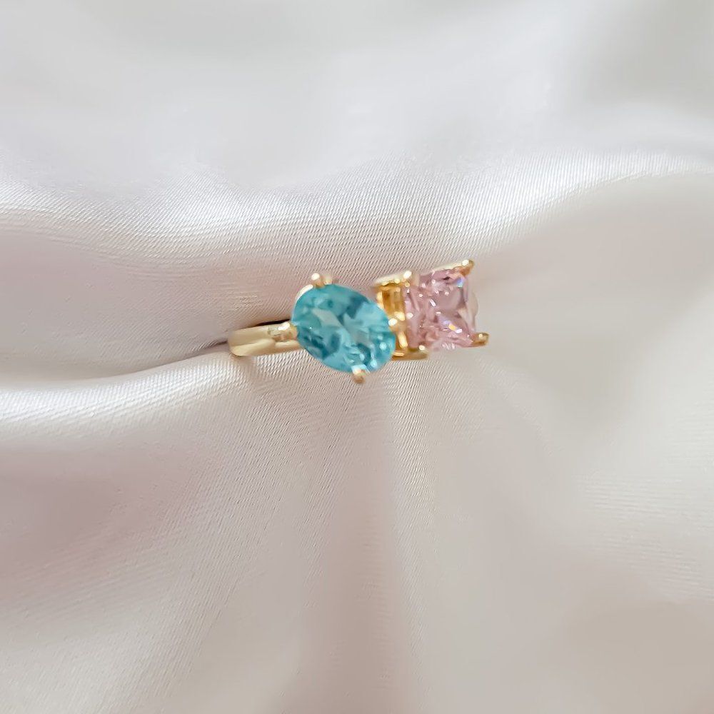 5/$25 Gold Color Alloy Multi Color Crystal  Ring Adjustable - Picture 5 of 5